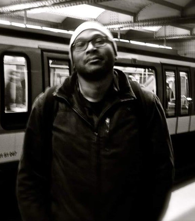 Damon at a train station